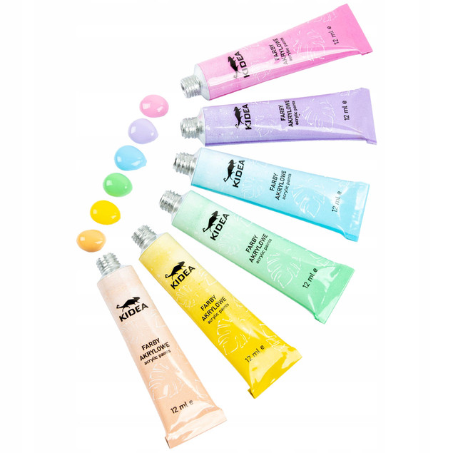 Farby Akrylowe PASTELOWE 12 Sztuk x 12ml Kidea