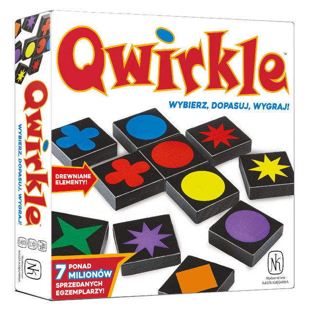 Qwirkle – gra planszowa dopasuj kolory i kształty, 2-4 graczy, 6+, 108 płytek