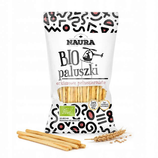 Paluszki Orkiszowe Pełnoziarniste BIO 45g NAURA chrupiące ekologiczne