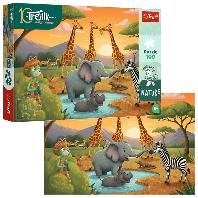 Puzzle Trefl 100 elementów INSPIRED BY NATURE WESOŁA FERAJNA Zwierzęta Leśne
