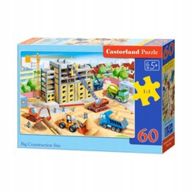 Puzzle 60 Układanka Dla Dzieci Auto Koparka PLAC BUDOWY Dźwig 5+ Castor