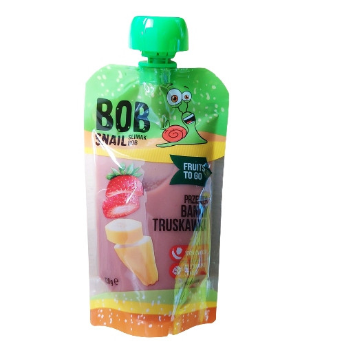 Mus owocowy banan-truskawka 10x120g Bob Snail