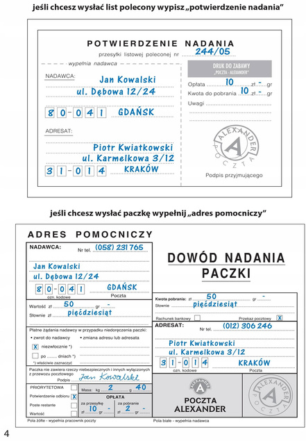 POCZTA Zabawka Gra Edukacyjna W Pocztę Listy Pocztówki 6+ Alexander