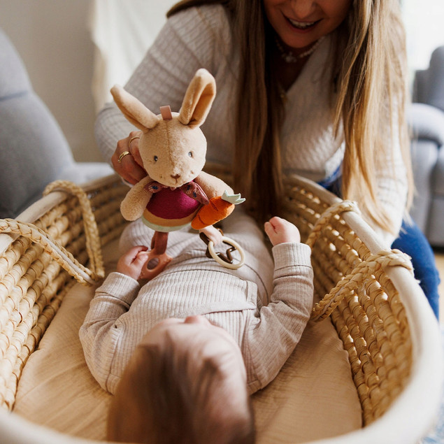 Babyono Zawieszka Sensoryczna Rabbit Karo 1685 do Wózka, Fotelika, Łóżeczka z Gryzakiem i Grzechotką