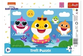 PUZZLE RAMKOWE 15 WESOŁE REKINY BABY SHARK