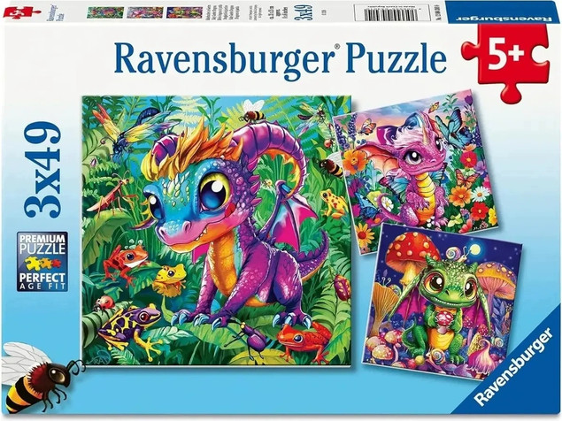 Ravensburger, Puzzle 3x49: Smocze maluchy
