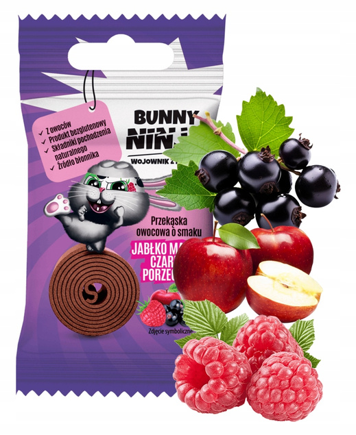 BUNNY NINJA Owocowa Przekąska JABŁKO MALINA PORZECZKA 15g