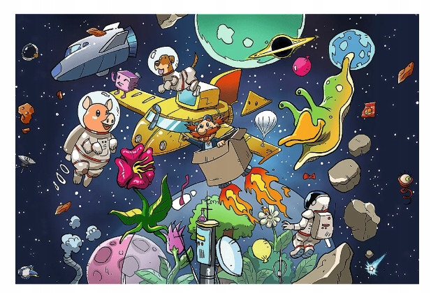 PUZZLE 100 Trefl Wujcio w Kosmosie Rodzina Treflików 16546 – Zabawa dla Dzieci