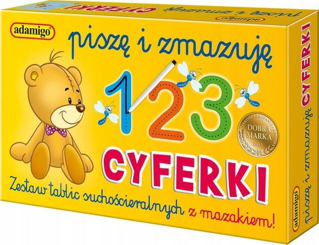 Piszę i Zmazuję Litery Cyferki Nauka Pisania i Liczenia 5+ Adamigo