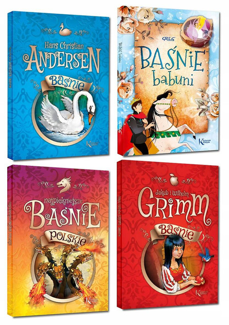 4x Pakiet Baśnie Polskie Andersen Bracia Grimm Babuni Kolorowa Klasyka Greg