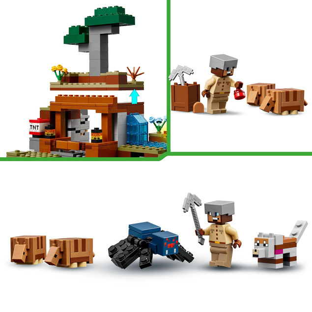LEGO Minecraft Wyprawa do pancernikowej kopalni 21269 – Zestaw z TNT i Pancernikami