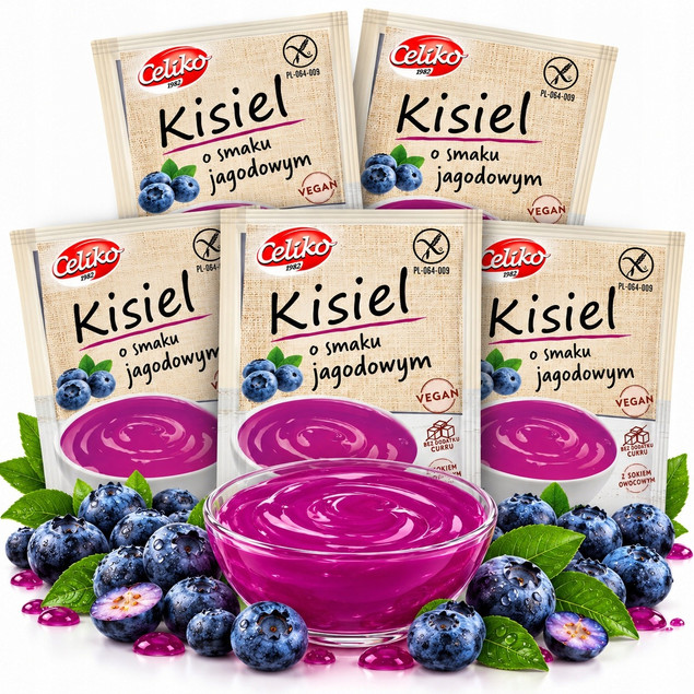 Kisiel Jagodowy Bez Dodatku Cukru Bezglutenowy CELIKO 40g x5