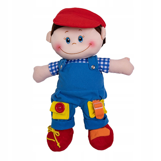 Lalka Szmaciana ASKATO 46cm Przytulanka Edukacyjna Nauka Ubierania