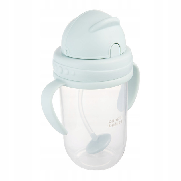 Canpol KUBEK NIEKAPEK Bidon z Obciążoną SŁOMKĄ 270 ml ZIELONY 6M+