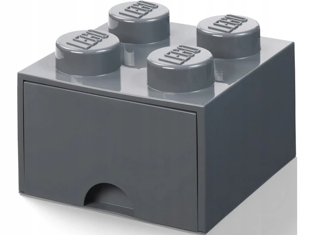Pojemnik LEGO Brick 4 z Szufladą Szary - Widok ogólny