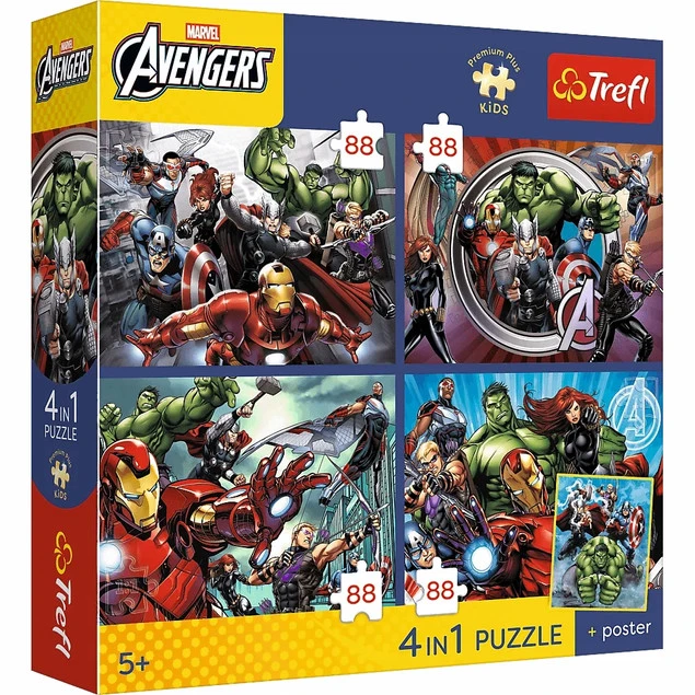 Trefl Puzzle Marvel 4x88 el. Bohaterowie są wśród nas