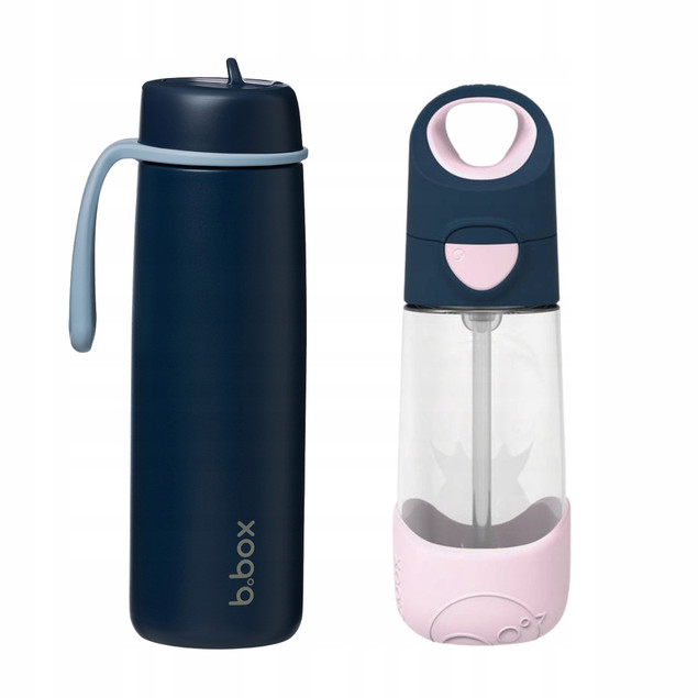 b.box Zestaw: Bidon ze Słomką 450ml + Butelka Termiczna 690ml