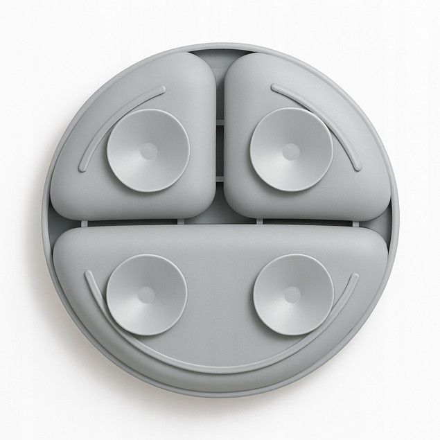 Talerzyk silikonowy z PRZYSSAWKAMI PODZIAŁKĄ dla dzieci niemowląt miseczka