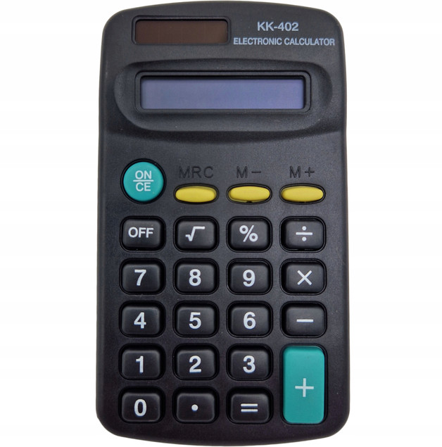 KALKULATOR KK-402 BIUROWY KIESZONKOWY SZKOLNY PROSTY CZARNY PODRĘCZNY MAŁY