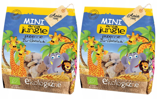 2x BIO Ania Herbatniki Pszenne Mini Jungle ZOO 200g