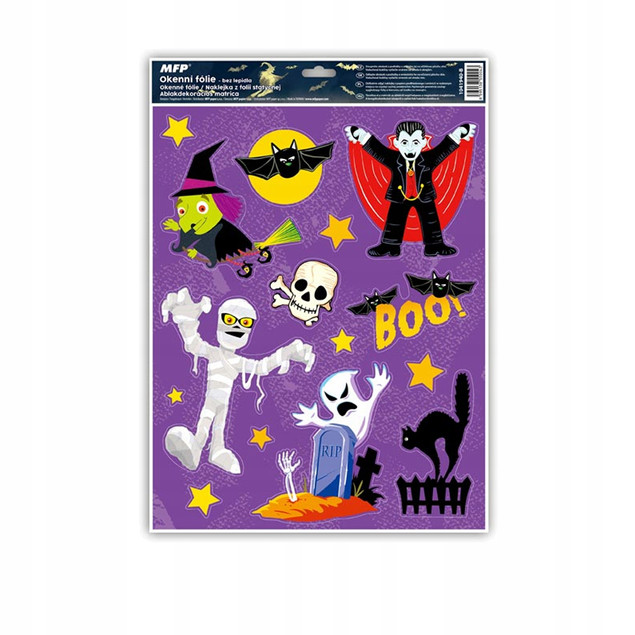 NAKLEJKA OKIENNA HALLOWEEN BROKAT 30x42cm MIX 1szt