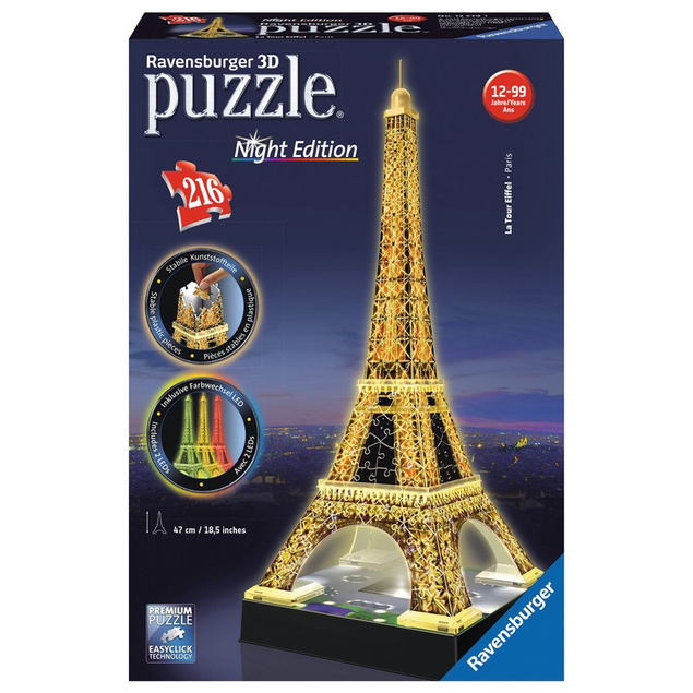 Puzzle 3D 216 Wieża Eiffla Nocą Ravensburger 