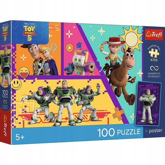 Puzzle Trefl 100 el. Zabawki w Akcji + Kolekcjonerski Plakat