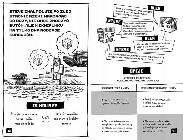 Kolejna strona książki Minecraft Would you rather?
