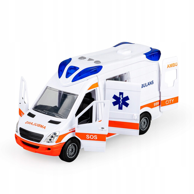 Ambulans Dumel z dźwiękiem i światłem, plastikowy, 17 cm