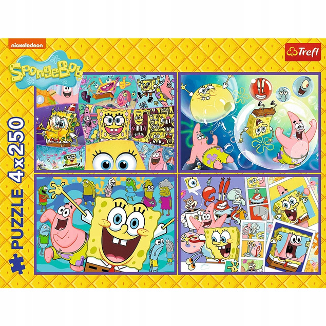 Trefl Puzzle SpongeBob 4 x 250 el. Szalony świat SpongeBoba