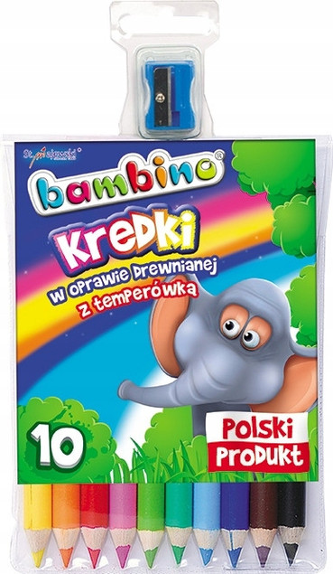 Kredki Ołówkowe BAMBINO Jumbo Grube 10 Kolorów z Temperówką