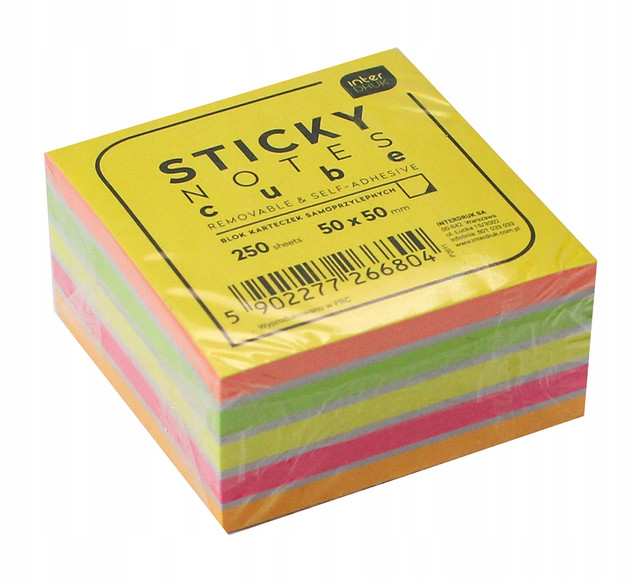 Karteczki samoprzylepne notes 250 karteczek bloczek 50x50 Interdruk