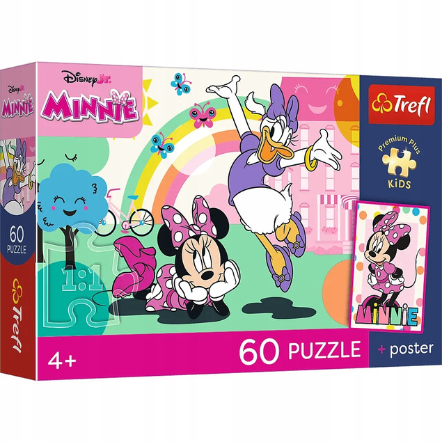 Trefl Puzzle 60 el. Minnie: Uśmiech Minnie z Unikalnym Plakatem