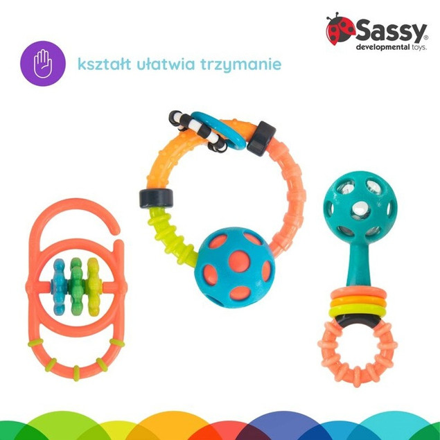 Sassy Moje Pierwsze Grzechotki Zestaw Prezentowy 3w1, 0m+