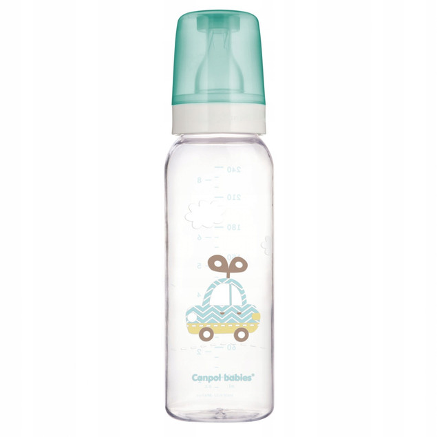 Canpol babies Butelka Szklana 240 ml Zielona z Smoczkiem 12m+