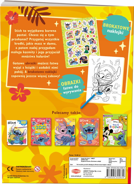 Disney Stich mega kolorowanka brokatowe naklejki KOLB-9101 praca zbiorowa