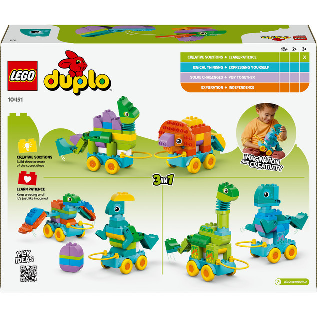 LEGO DUPLO 10451 3w1 Dinozaury na Kółkach Kreatywne Klocki dla Dzieci 3+