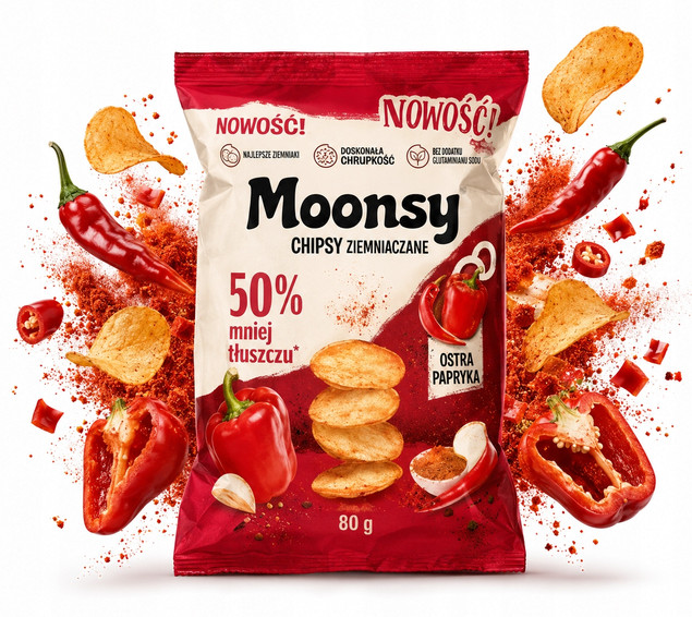 Moonsy Chipsy Ziemniaczane Ostra Papryka 60g Bez Glutenu