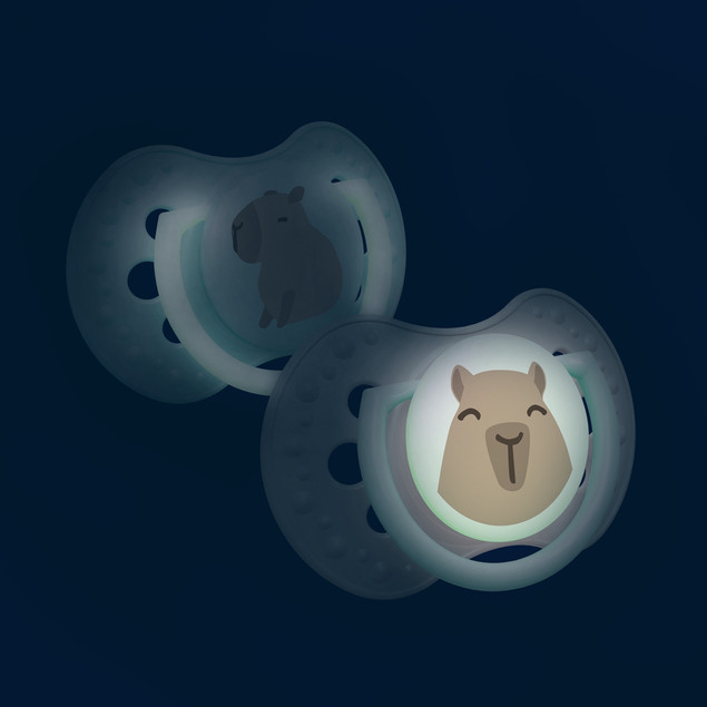 LOVI Smoczek Silikonowy Dynamiczny 0-6m 2 szt CapiChill Boy Świecący