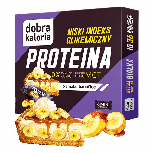 Dobra Kaloria Mini Batoniki proteinowe Banoffee 102 g Niski IG + Olej MCT