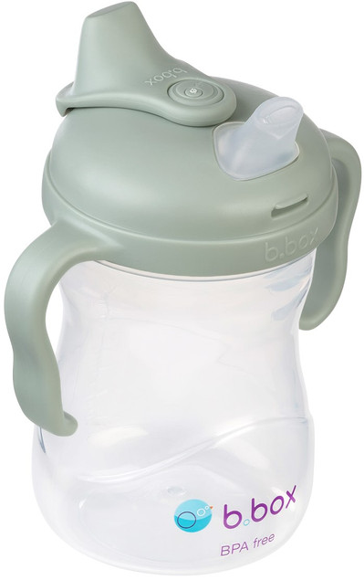 Kubek niekapek B.Box 240 ml oliwkowy 4m+ z miękkim ustnikiem