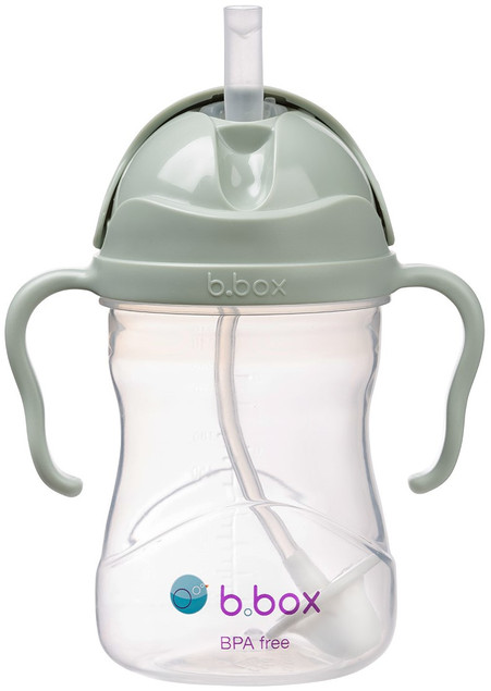B.box Bidon dla Dzieci z Obciążoną Słomką 240 ml Niekapek Sage