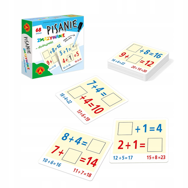 Gra matematyka Pisanie Zmazywanie – Dodawanie 1-30, 68 zadań