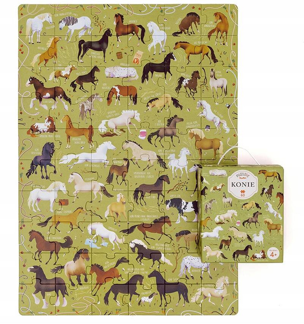 Puzzle 60 Układanka PuzzLove Zwierzaki KONIE Rasy Kucyki Rumaki 4+ CzuCzu