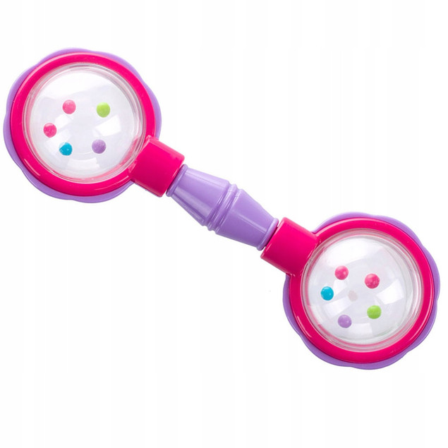 CANPOL Lekka GRZECHOTKA Sztanga Dla Niemowląt RÓŻOWA Fioletowa 0m+ 2/606