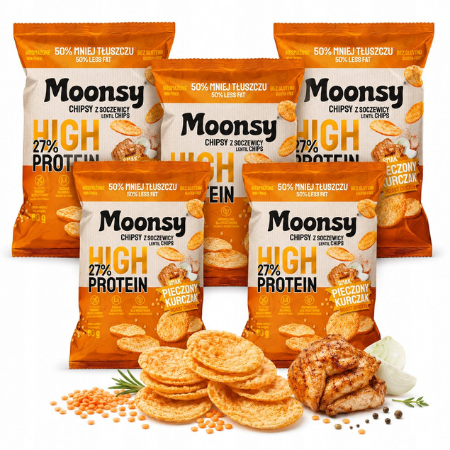 Moonsy Chipsy z soczewicy pieczony kurczak High Protein 60g x5