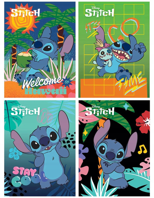 4x Zeszyt Szkolny A4 32k TRZYLINIA KOLOROWA Disney STITCH St. Majewski