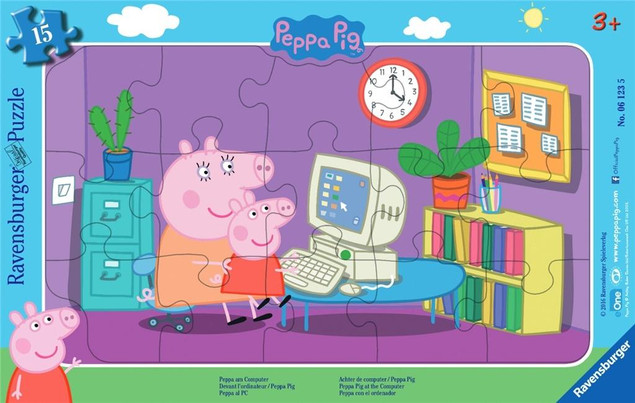Puzzle Ravensburger 15 elementów w ramce Świnka Peppa