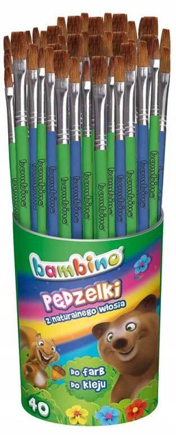 Pędzelki do farb i kleju 40 szt. w kubku Bambino