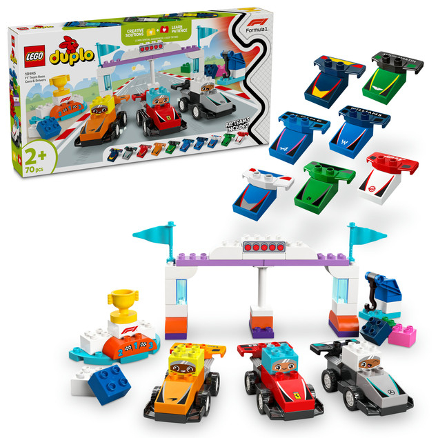 LEGO DUPLO Bolidy i Kierowcy F1 10445 Zestaw Wyścigowy dla Maluchów